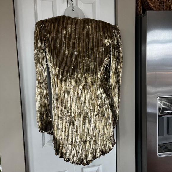 Vintage gold metallic pleated evening jacket size 10 Ann Hobbs for Cattiva - Picture 4 of 12